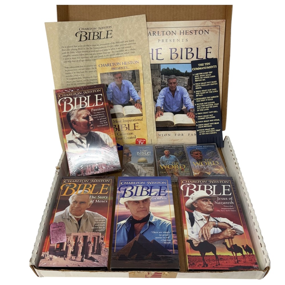 Charlton‎ Heston Presents The Bible Collection VHS Audio Cassette Set Sealed Lot
